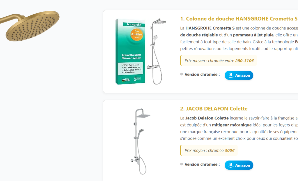 TOP DOUCHE COMPARATEUR MEILLEURS POMMEAU DE DOUCHE 2025
